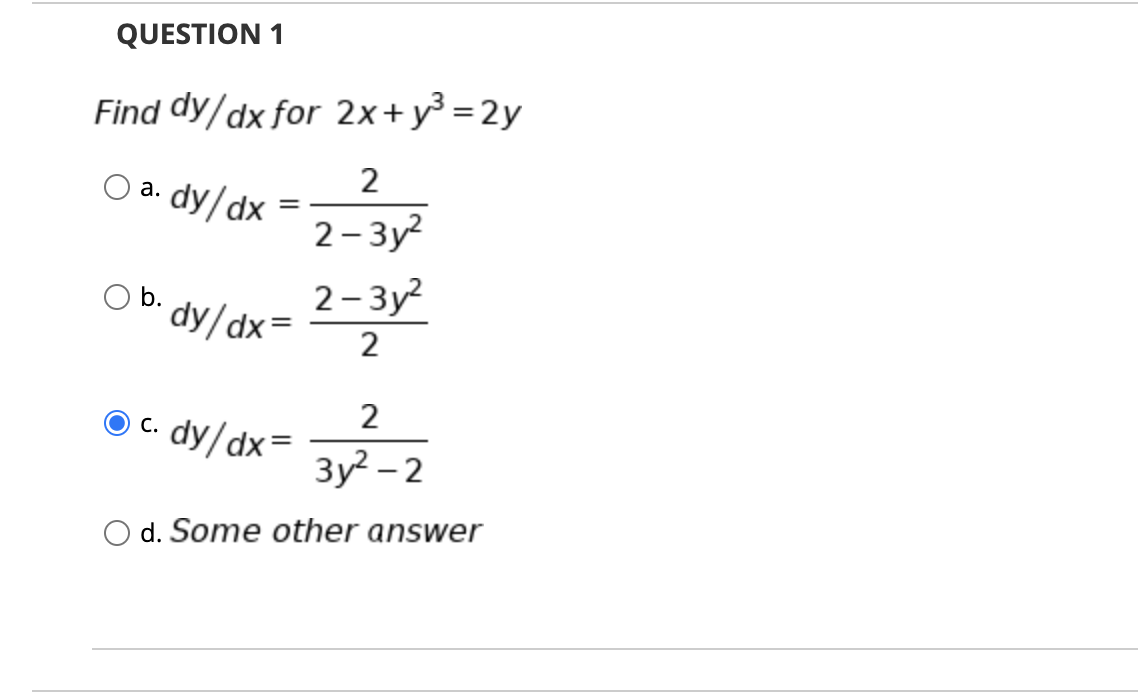 Answered Find Dy Dx For 2x Y 2y O A Dy Dx A Bartleby