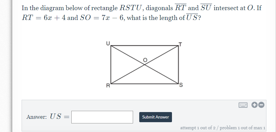 Answered In The Diagram Below Of Rectangle Rstu Bartleby