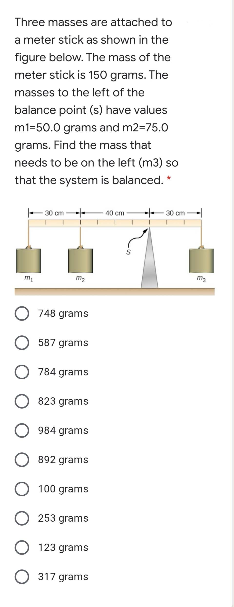 Answered: Three masses are attached to a meter… | bartleby