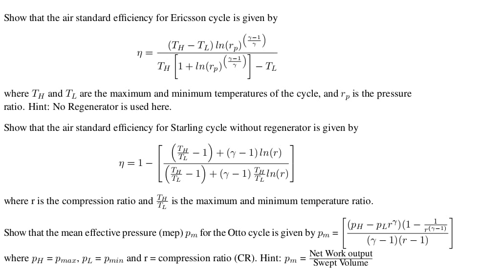 Answered Show That The Air Standard Efficiency Bartleby