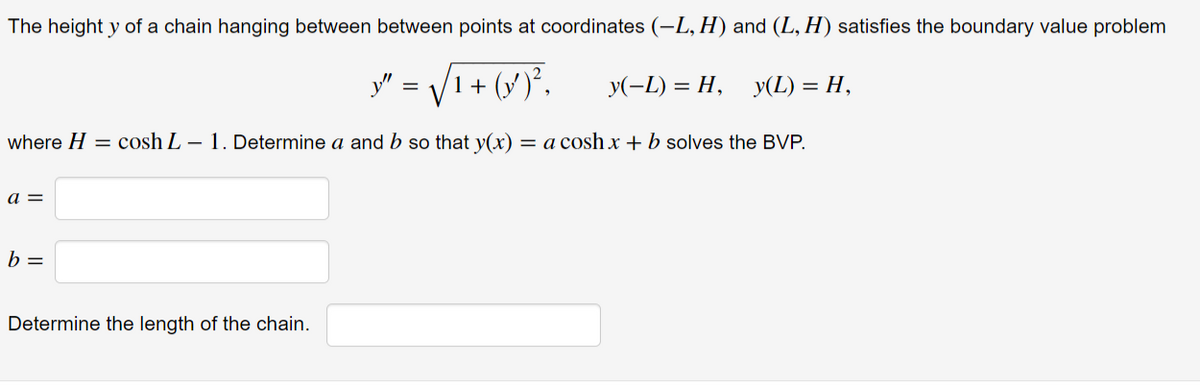 Answered The Height Y Of A Chain Hanging Between Bartleby