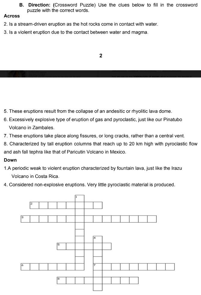 Answered B Direction Crossword Puzzle Use Bartleby