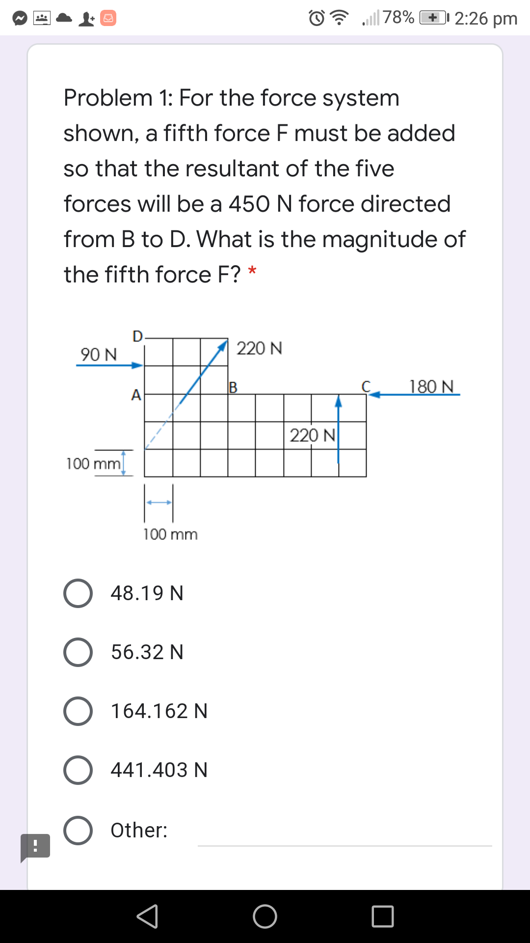 Answered: Problem 1: For the force system shown,… | bartleby