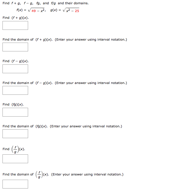 Answered Find F G F G Fg And F G And Their Bartleby