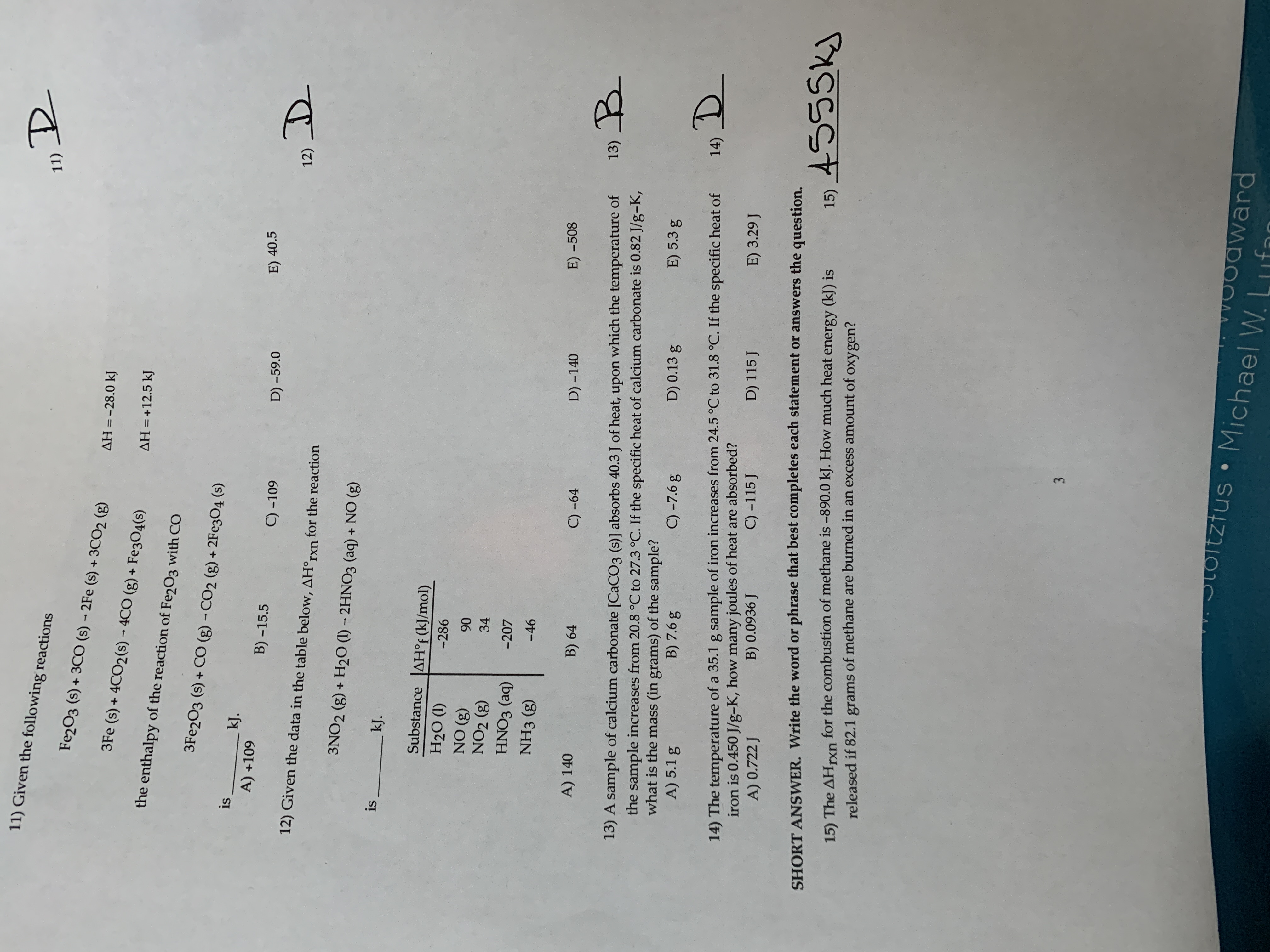 Answered 11 Given The Following Reactions 11 D Bartleby