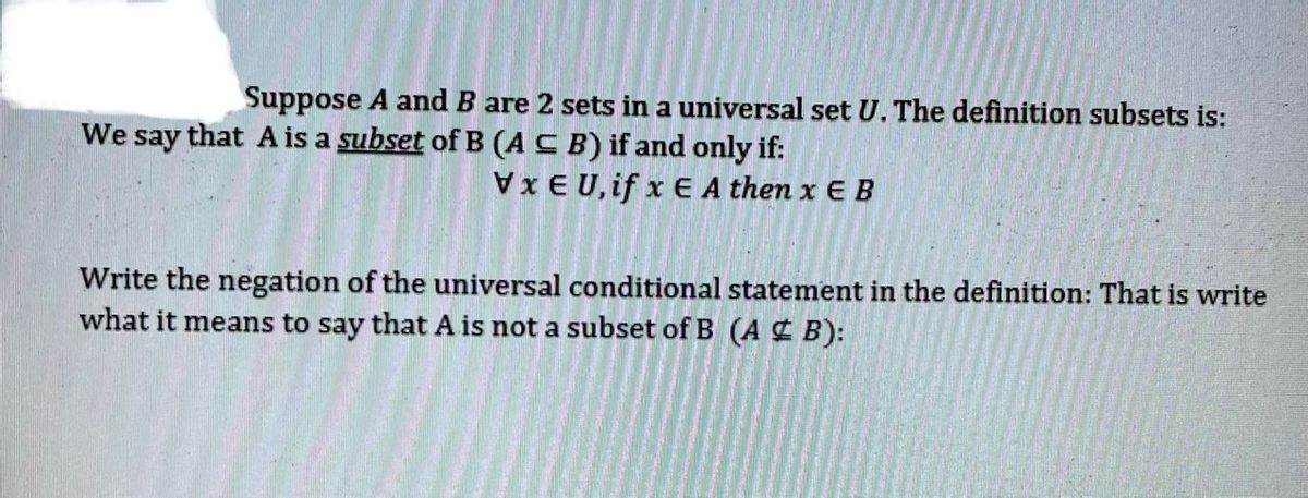 Answered Suppose A And B Are 2 Sets In A Bartleby