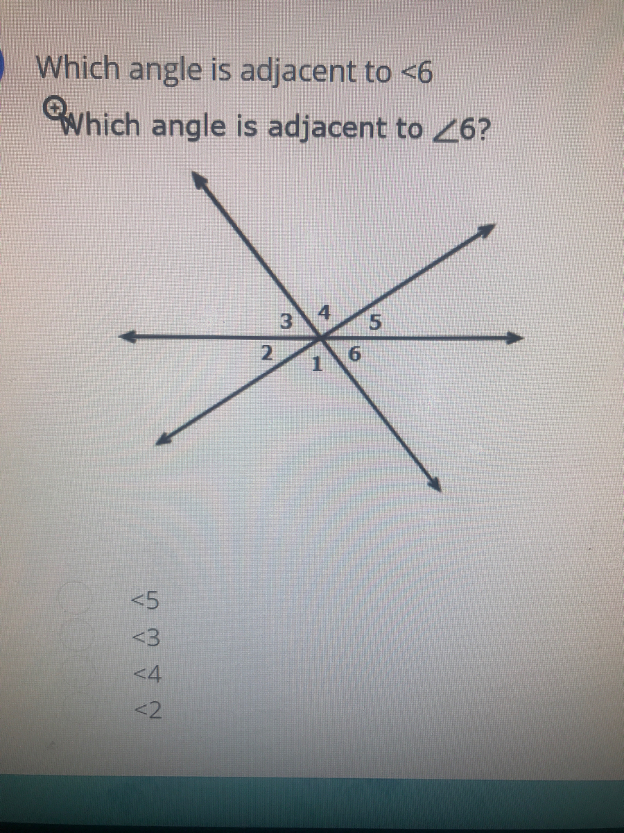 Answered Which Angle Is Adjacent To 6 Which Bartleby