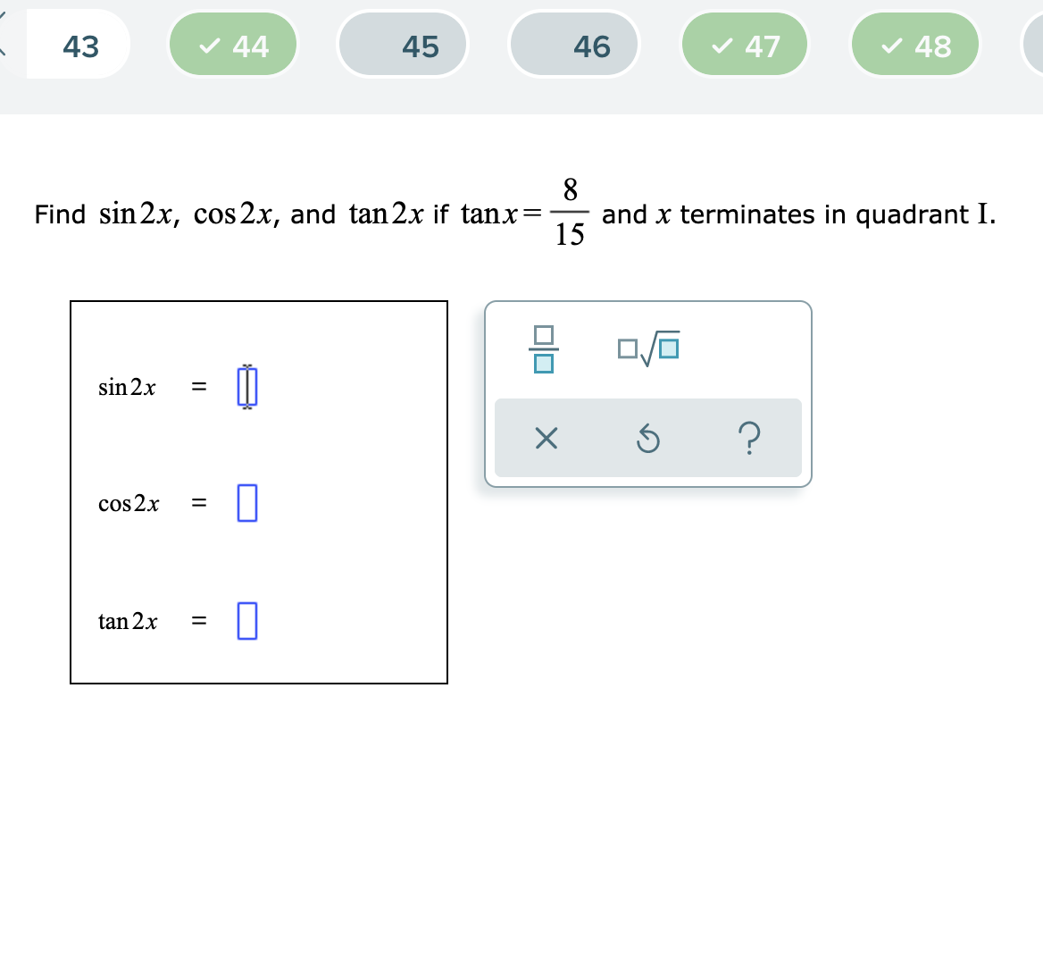 Answered 43 V 44 45 46 V 47 V 48 8 And X Bartleby