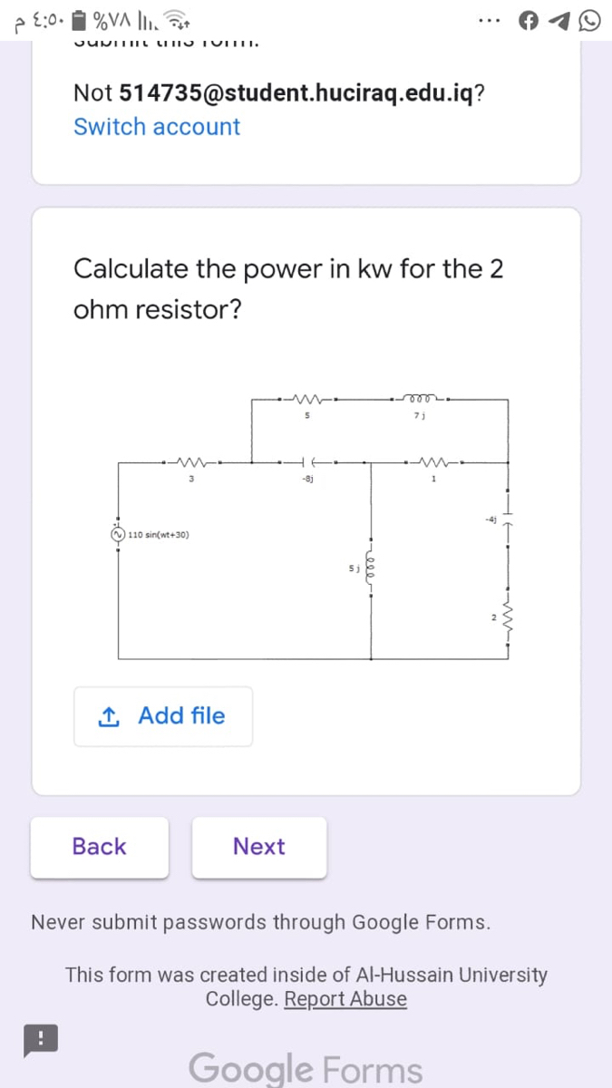 Answered Calculate The Power In Kw For The 2 Ohm Bartleby
