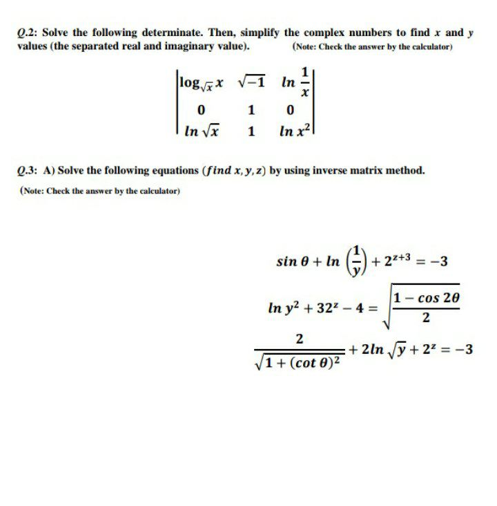 Answered Solve The Following Determinate Then Bartleby