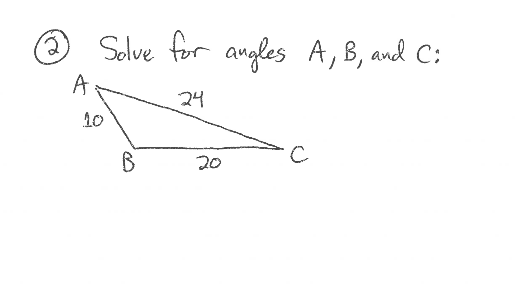 Answered: Solve for angles A,B, and C: A 24 10 20 | bartleby