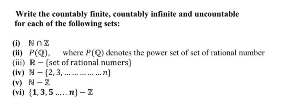 Answered Write The Countably Finite Countably Bartleby