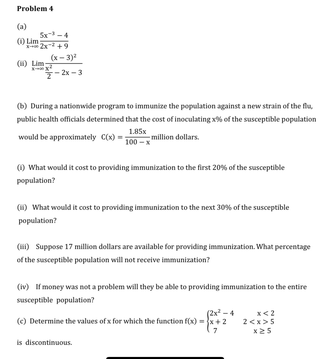 Answered A 5x 3 4 I Lim X 00 2x 2 9 H Bartleby