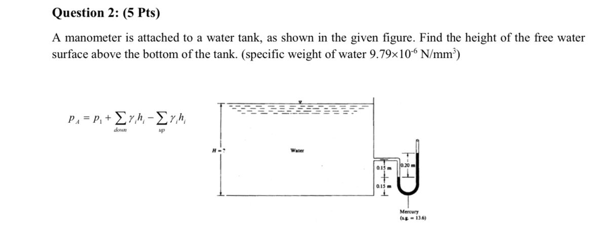 Answered: A manometer is attached to a water… | bartleby