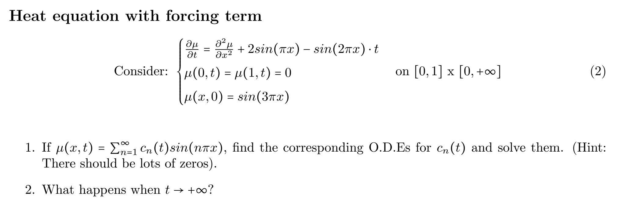 Answered Heat Equation With Forcing Term 8m Bartleby