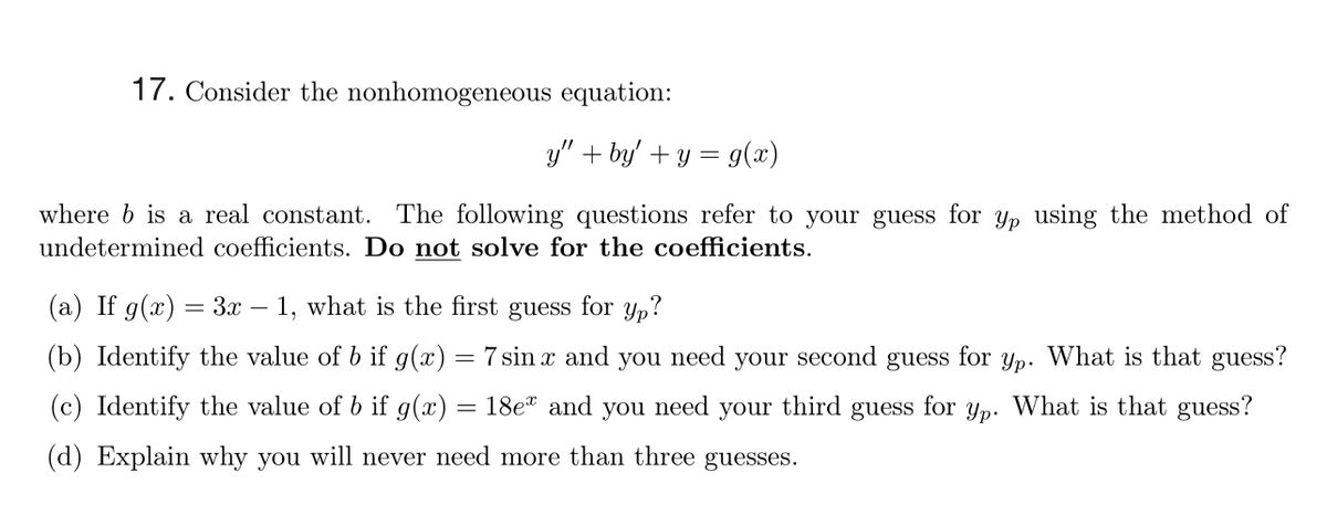 Answered 17 Consider The Nonhomogeneous Bartleby