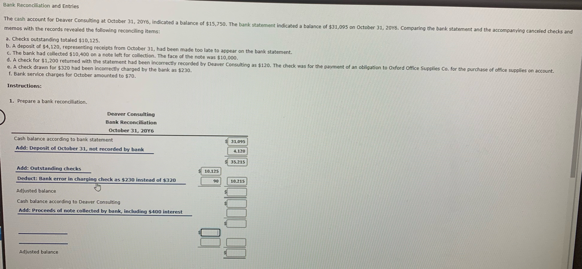Answered: Bank Reconciliation and Entries The… | bartleby