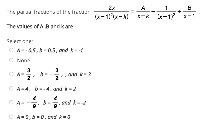 Answered 2x A 1 B The Partial Fractions Of The Bartleby