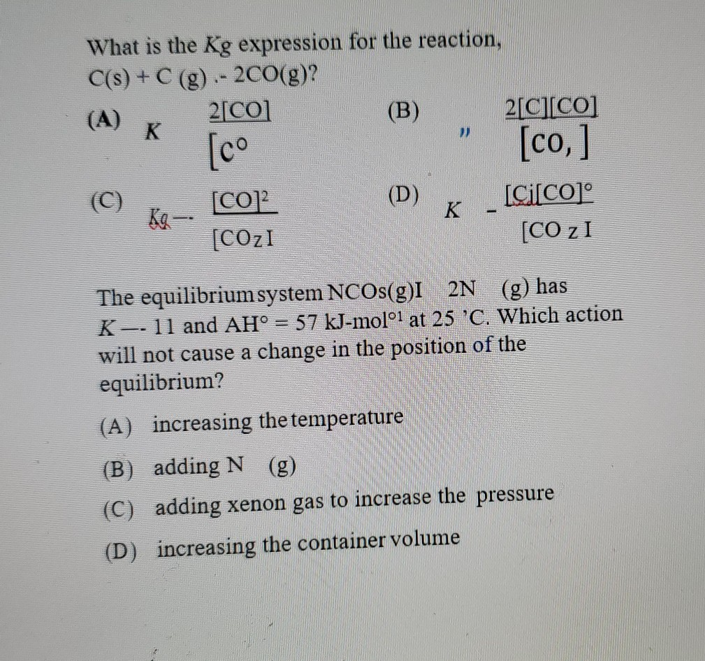 Answered What Is The Kg Expression For The Bartleby