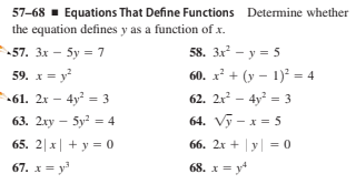 Answered 57 68 Equations That Define Functions Bartleby