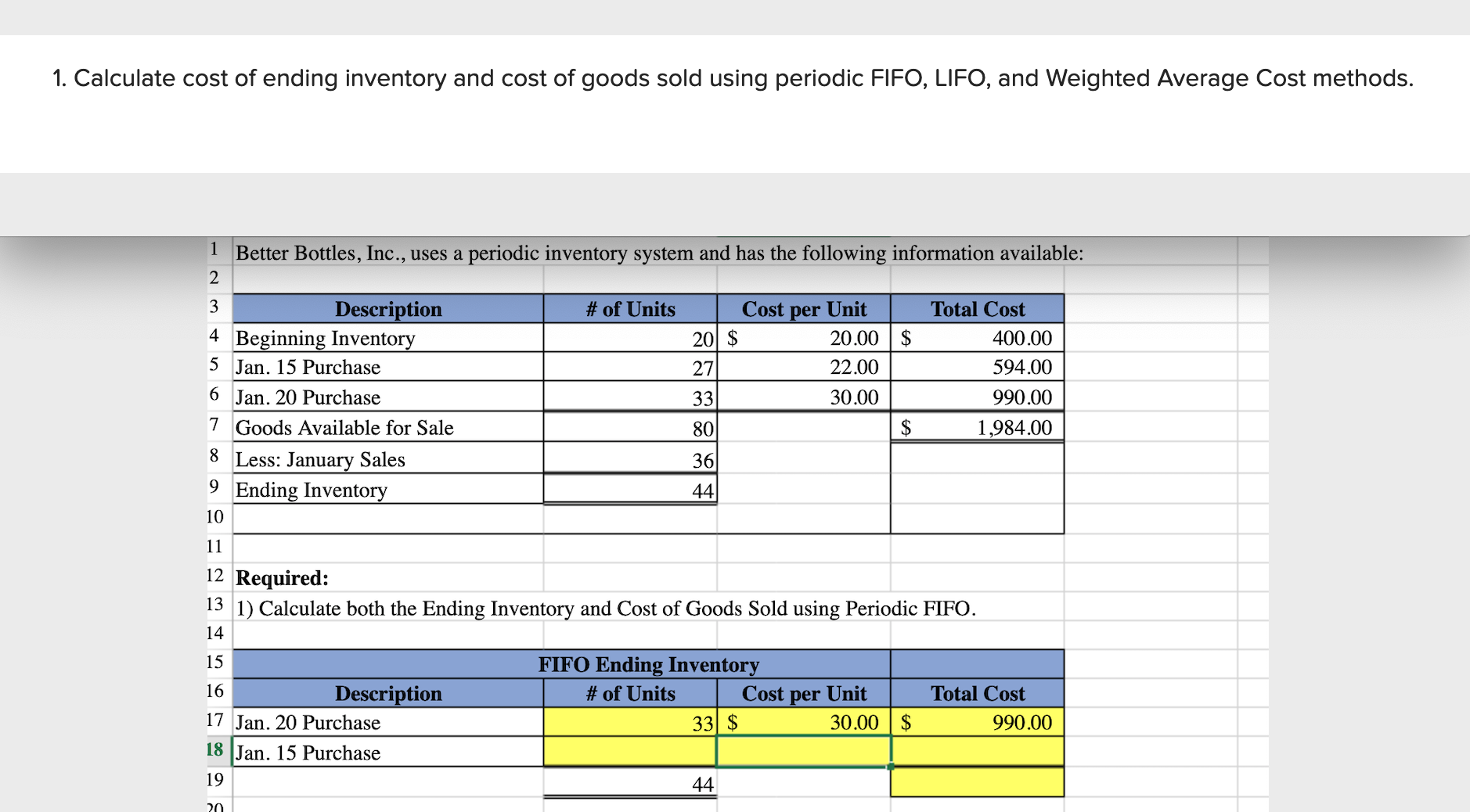 how to find ending inventory using fifo and lifo