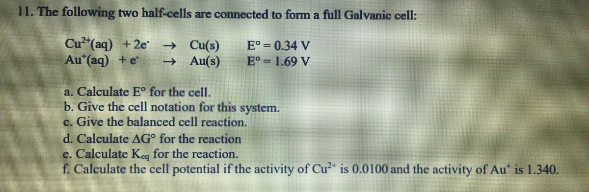 Answered The Following Two Half Cells Are Bartleby