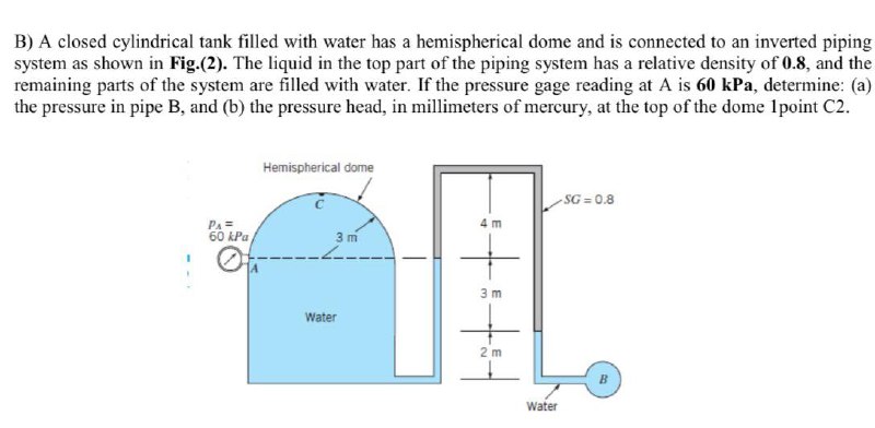 Answered: B) A Closed Cylindrical Tank Filled… | Bartleby