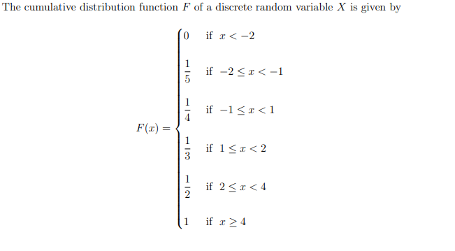 cdf of discrete random variable