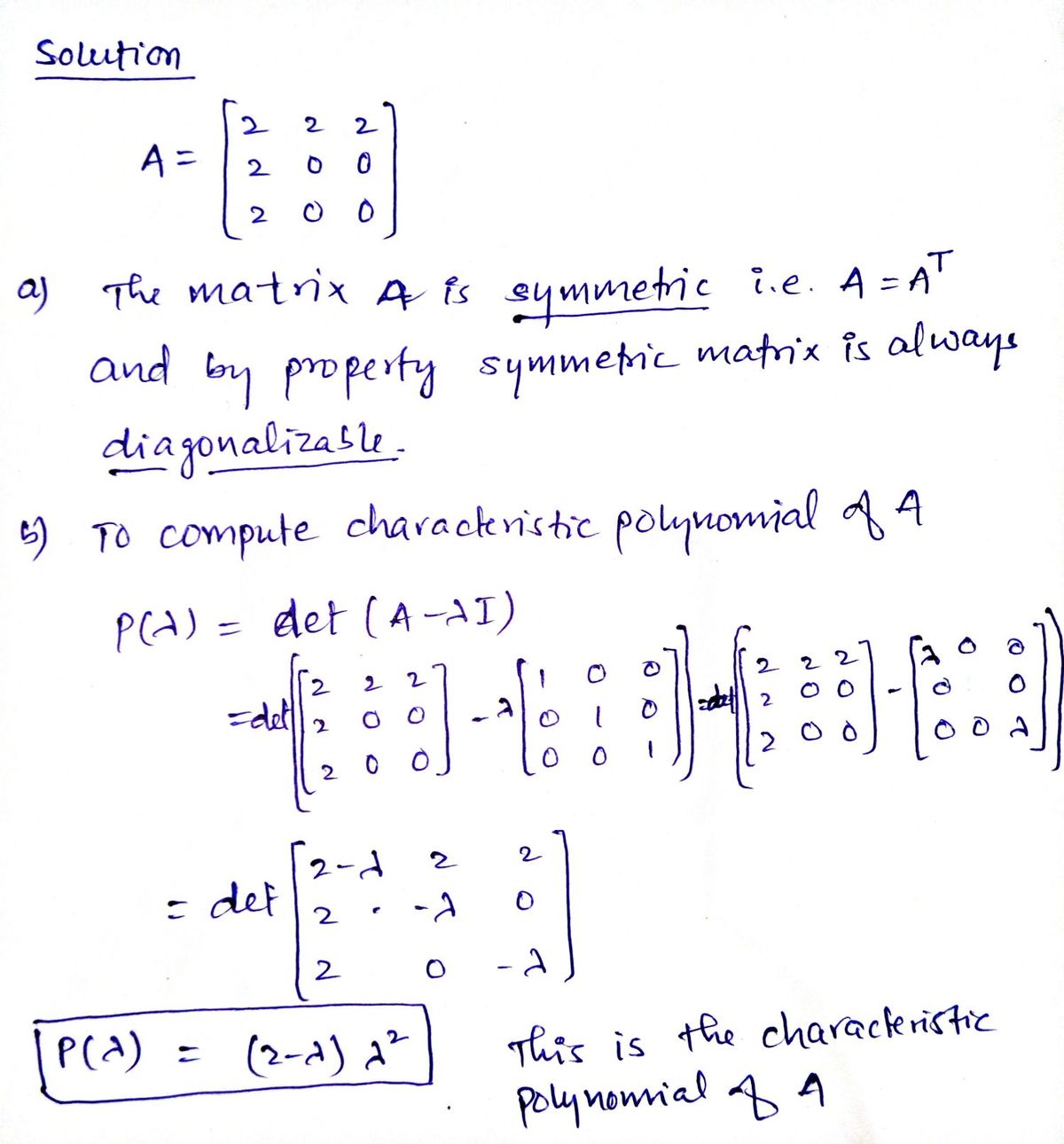 Answered Given The Following Matrix A 2 2 2 Bartleby 9656