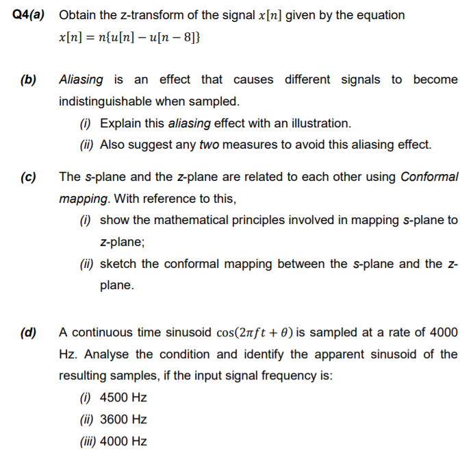 Answered Q4 A Obtain The Z Transform Of The Bartleby