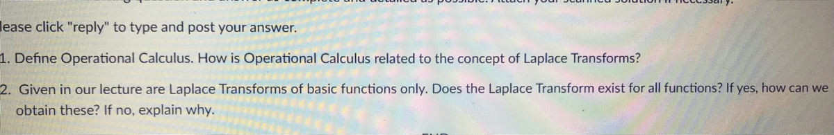 Answered: 1. Define Operational Calculus. How is… | bartleby