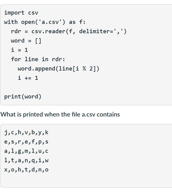 Answered Import Csv With Open A Csv As F Rdr Bartleby