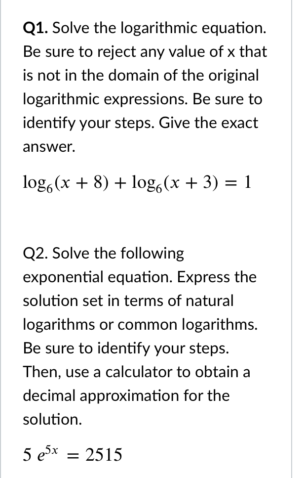 answered-q1-solve-the-logarithmic-equation-be-bartleby