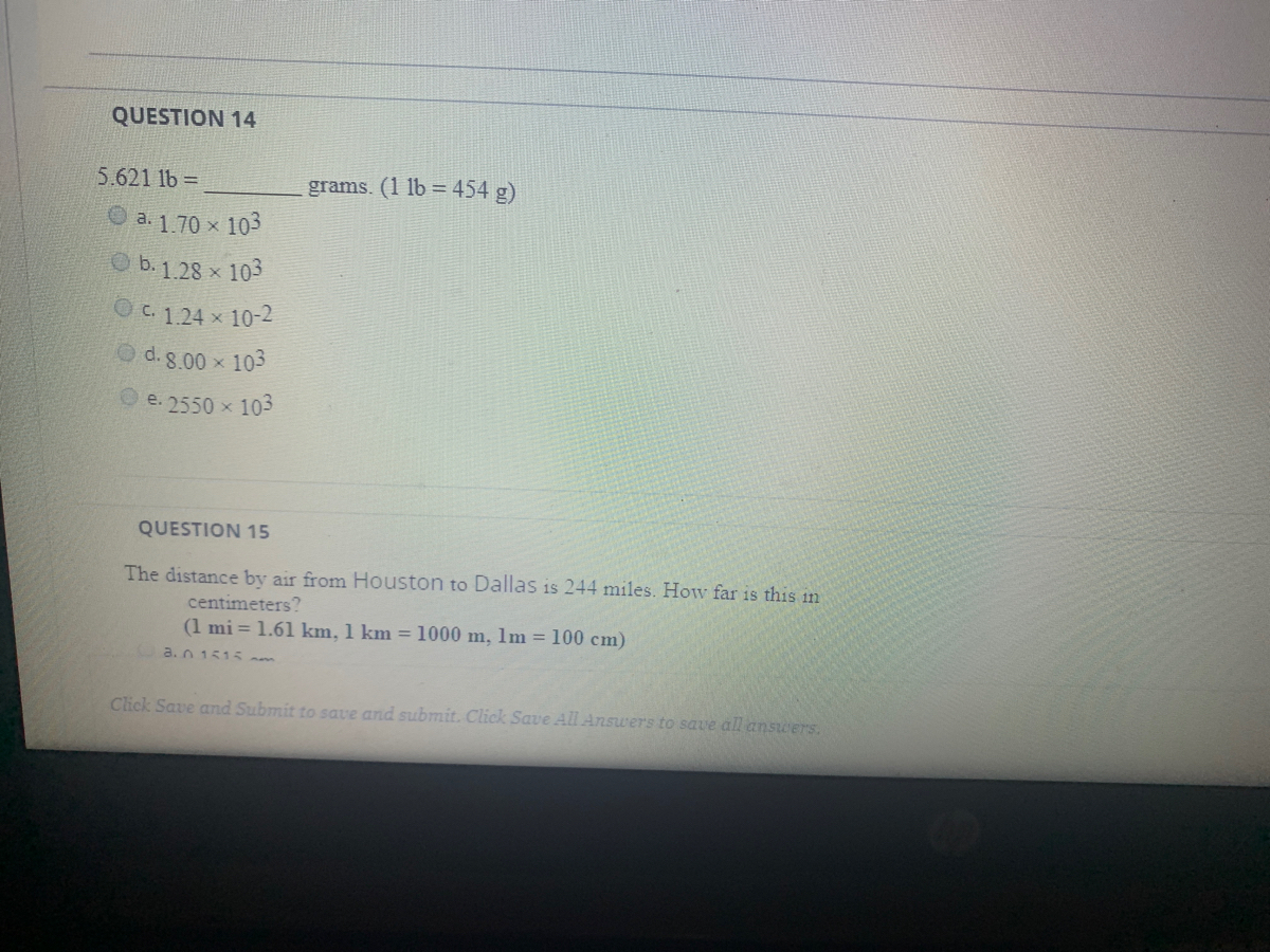 Answered Question 14 5 621 Lb Grams 1 Lb Bartleby