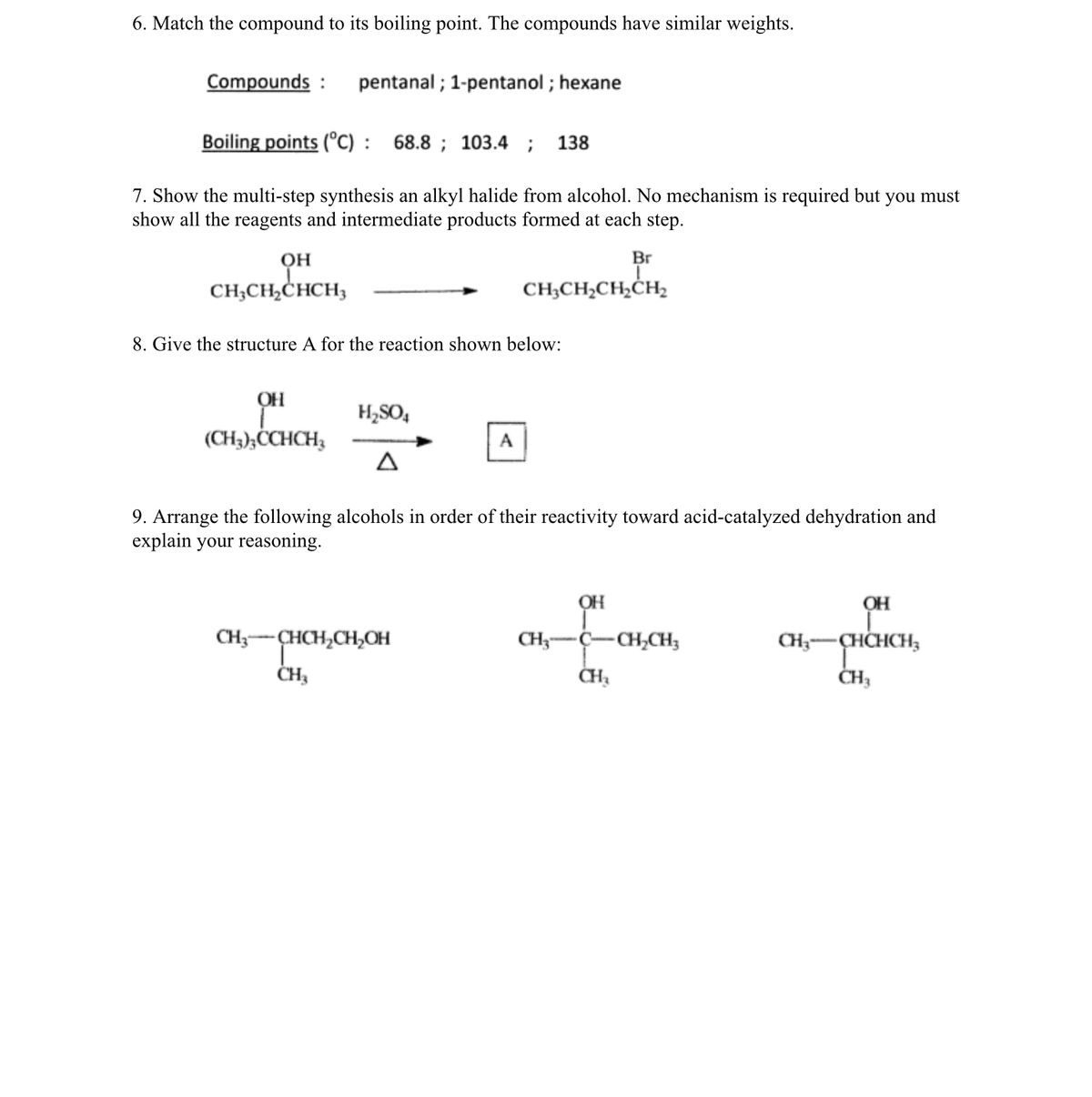 Answered: Match the compound to its boiling… | bartleby