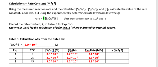 Answered Calculations Rate Constant M S4 Bartleby