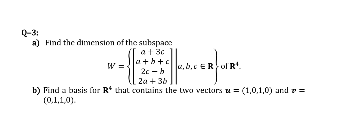 Answered Q 3 A Find The Dimension Of The Bartleby