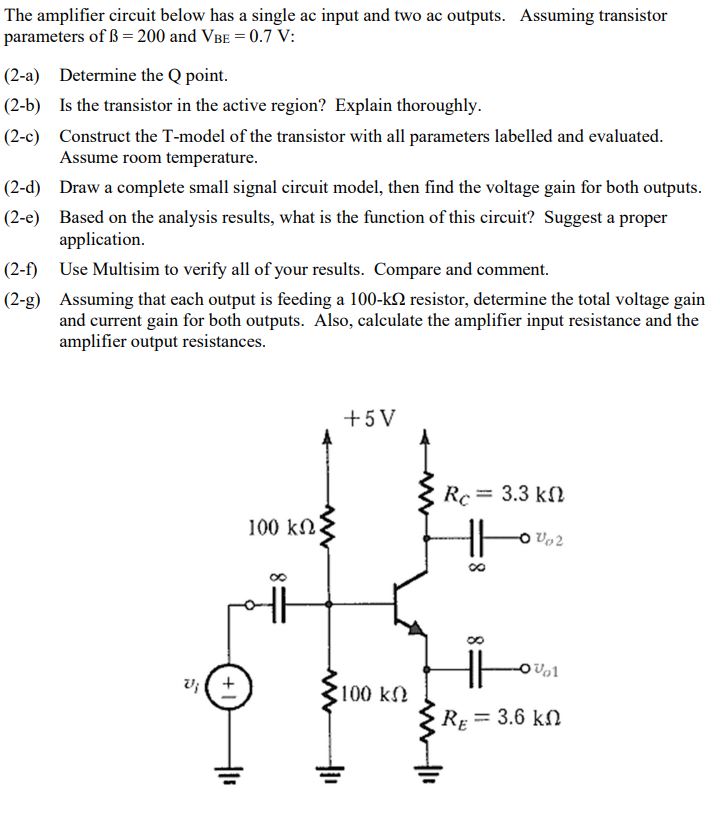 Answered The Amplifier Circuit Below Has A Bartleby