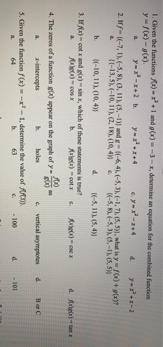 Answered 1 Given The Functions Fx X 1 And Bartleby