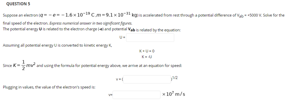 Answered Question 5 Suppose An Electron Q Bartleby