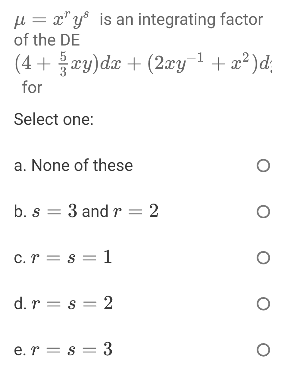 Answered X Y Is An Integrating Factor Of The Bartleby