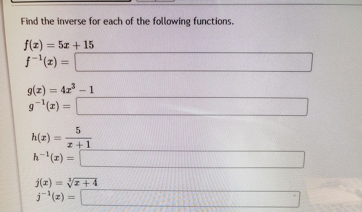 Answered Find The Inverse For Each Of The Bartleby