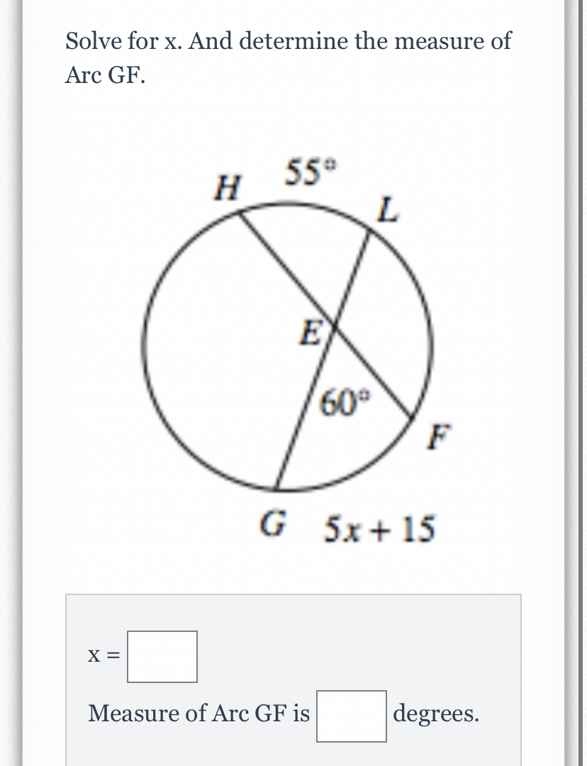 Answered Solve For X And Determine The Measure Bartleby