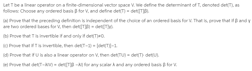 Let T Be A Linear Operator On A Bartleby