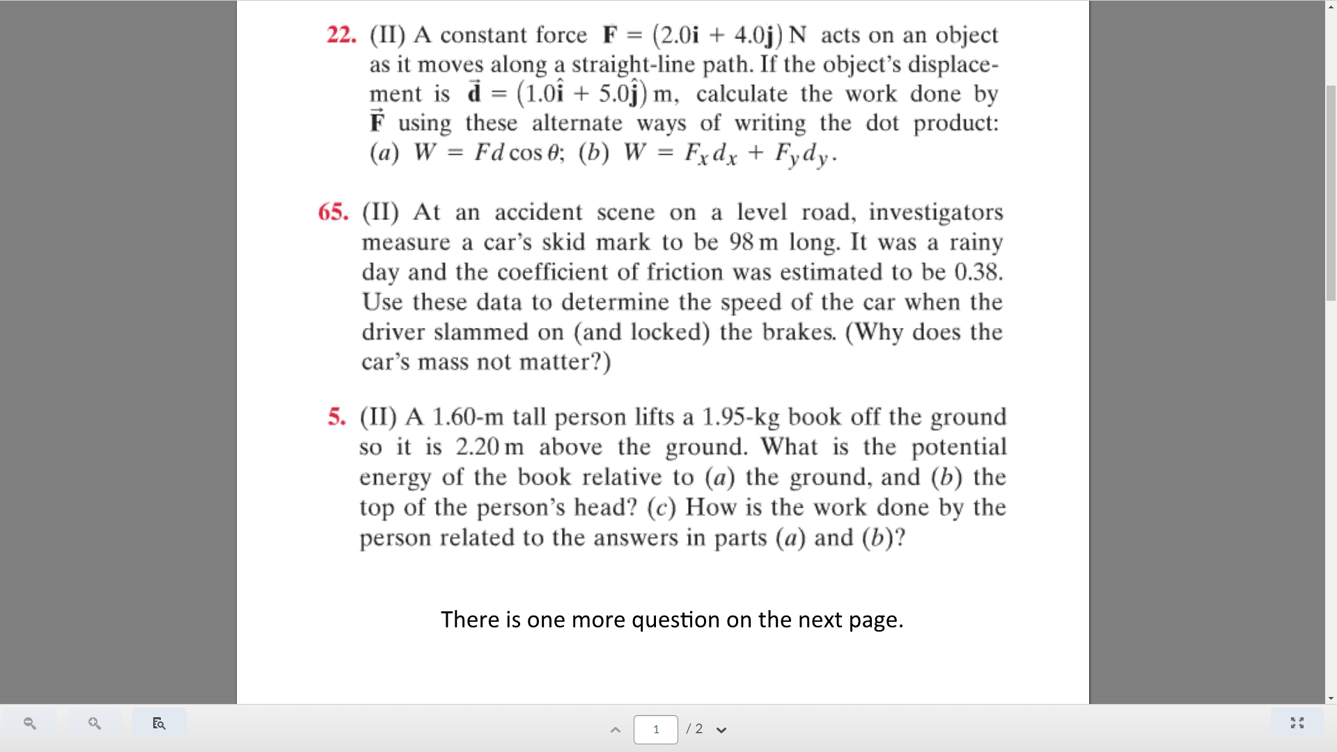 Answered 22 Ii A Constant Force F 2 0i Bartleby