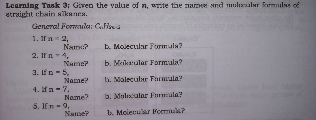 Answered General Formula Cnh2n 2 1 If N 2 Bartleby