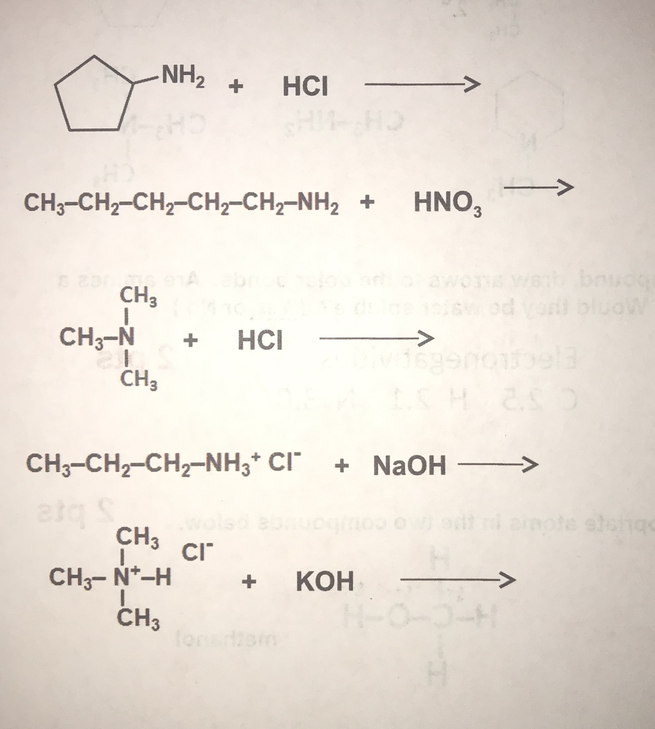 Answered: NH2 HCI CH CH3-CH2-CH,-CH,-CH2-NH2 +… | Bartleby