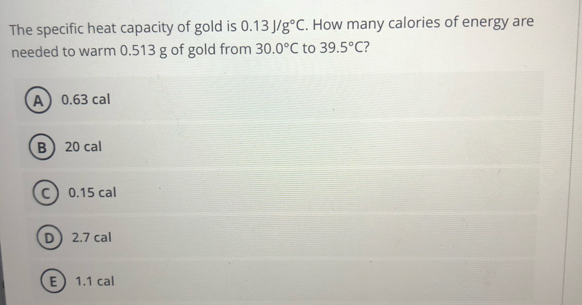 Answered The Specific Heat Capacity Of Gold Is Bartleby