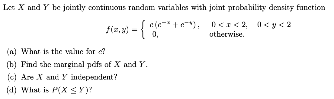 Answered Let X And Y Be Jointly Continuous Bartleby