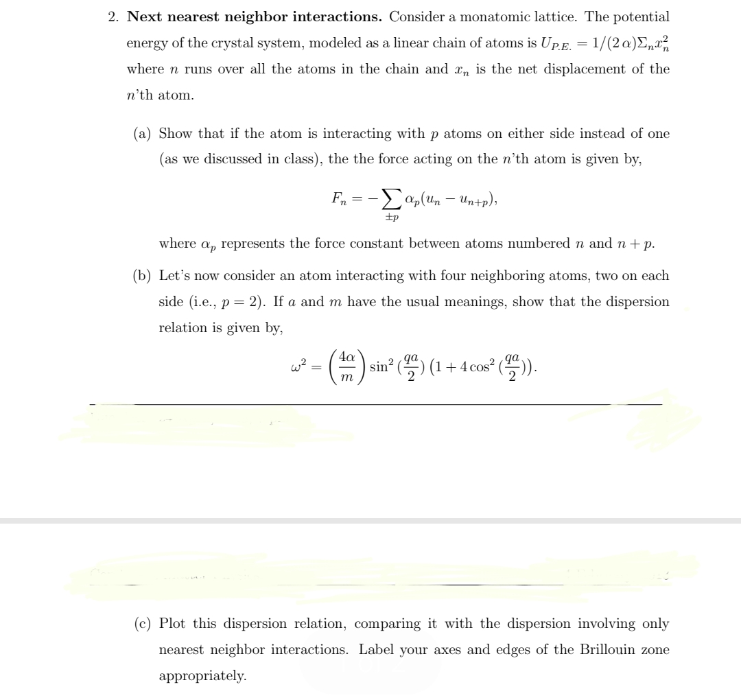 Answered Next Nearest Neighbor Interactions Bartleby